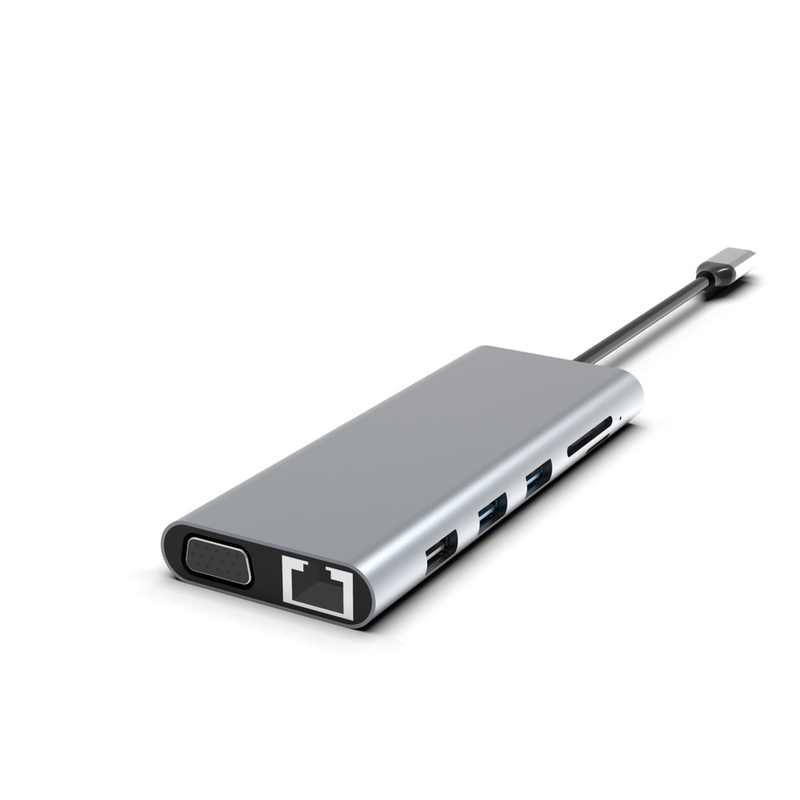 9 en 1 100W USB C Hub 4k 60hz Hdmi Card Reader PD USB 3.0/2.0 Gigabit Ethernet USB C Dock