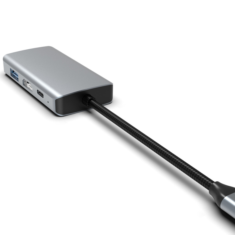 Mini 4 en 1 Adaptador de USB tipo C Hub con USB 3.0 HDMI VGA USB-C PD de carga