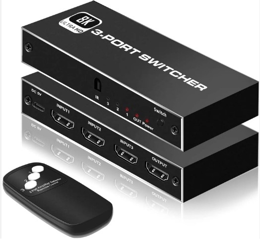 Hdmi 2.1 TV Monitor 3 3 En 1 Fuera 3 Puertos 3x1 Interruptor de mezcla IR Control remoto Nintendo Hdmi 2.1 Interruptor