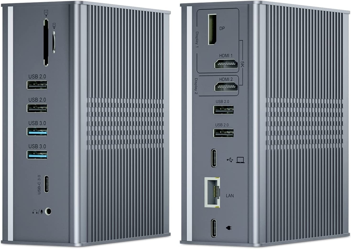 16 puertos Displaylink Usb C Hub Dual 4k 60hz 10Gbps Estación de acoplamiento de escritorio USB