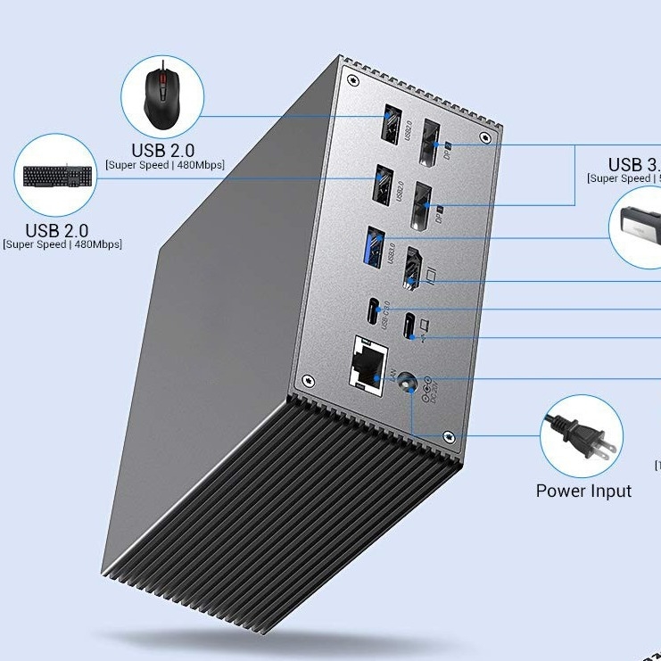 Estación de acoplamiento USB C con disipación de calor inteligente Resolución 4K Espacio de salida de vídeo HDMI