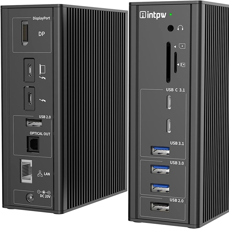 Thunderbolt 3 Adaptador Hub Mac Estación de acoplamiento USB C 10Gbps Puerto de conexión estéreo