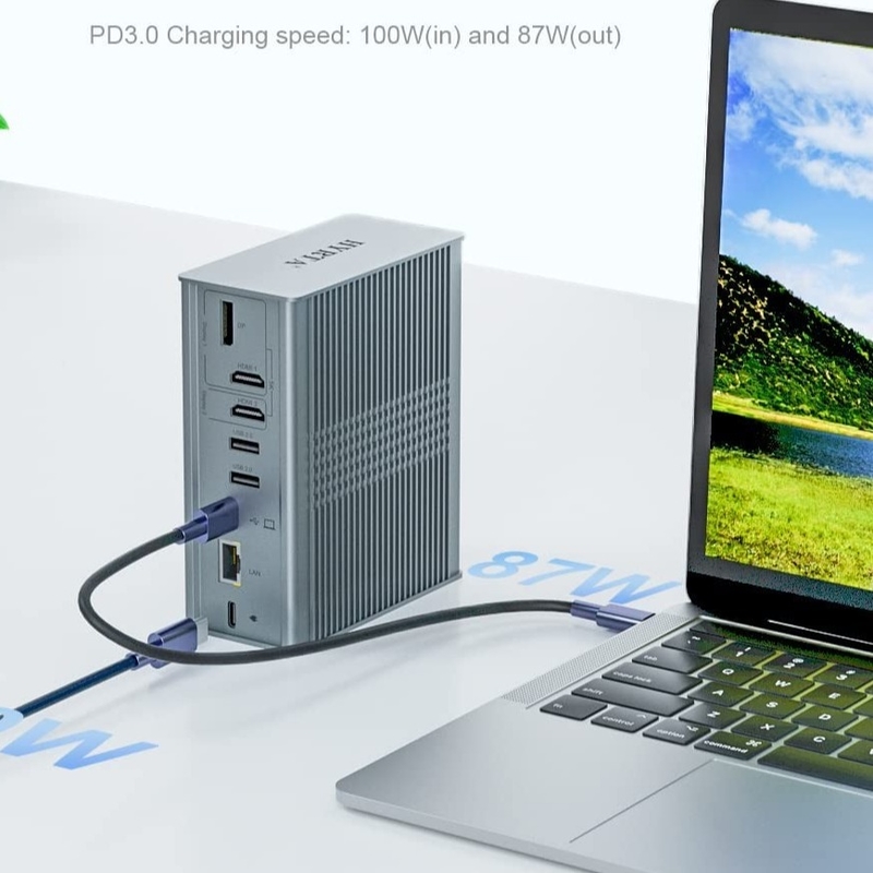 18 en 1 Thunderbolt USB C Estación de acoplamiento Multi USB Hub DisplayLink 4K HDMI