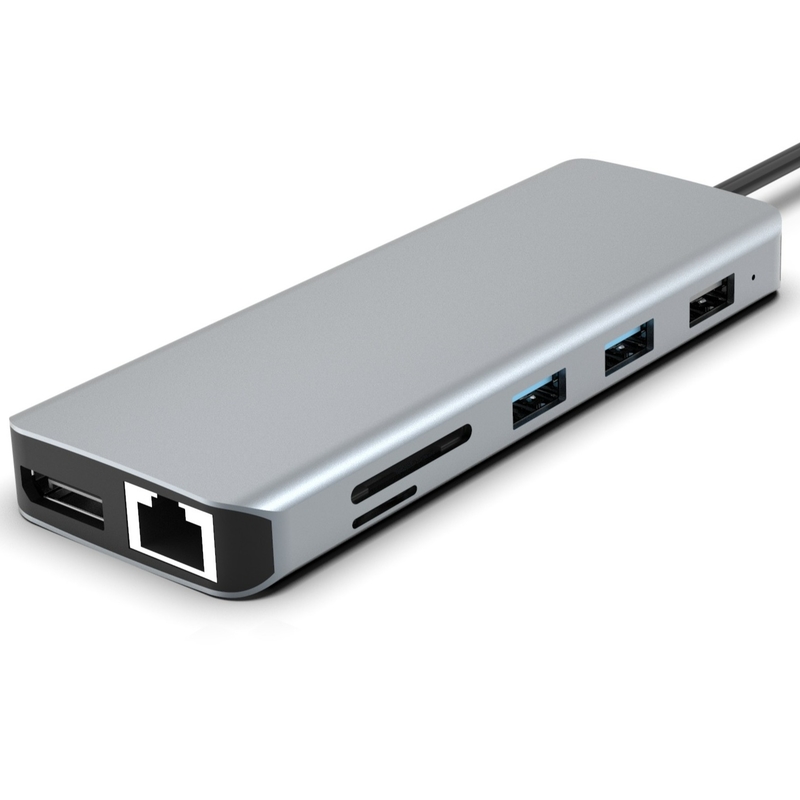 Hub USB-C de 11 en 1 para MacBook Pro con lector de tarjetas USB 3.0 SD / TF con 4K HDMI 100W PD