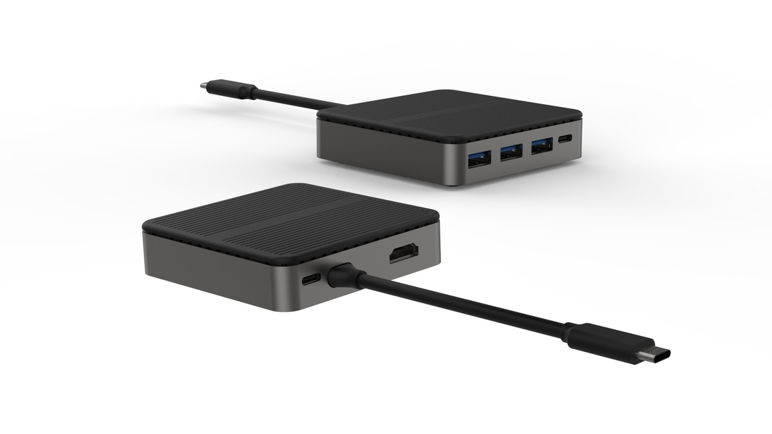 Cuadrado 6 en 1 Dual HD 4K Tipo C Docks con RJ45 PD 100W SD TF 3xUSB 3.0 Docking Hdmi Hub Usb C A