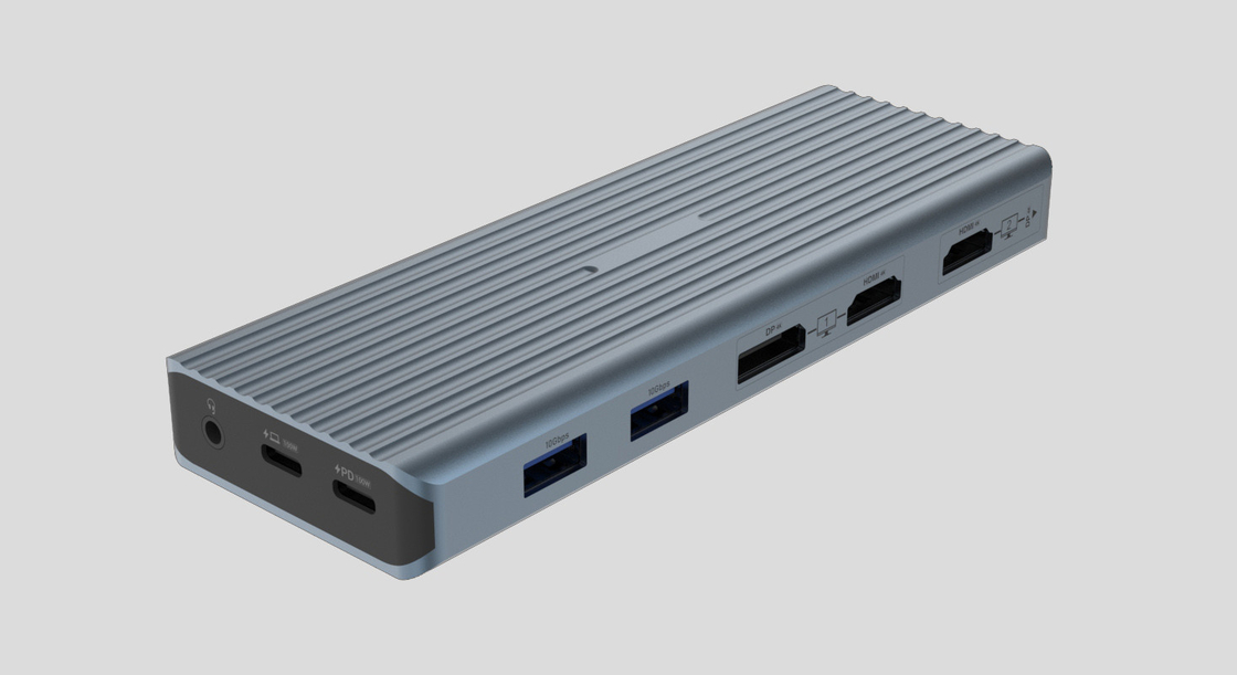 USB 3.1 Tipo C a 9 puertos USB3.0 Hub con Ethernet Gigabit RJ45 Adaptador de puertos Lan Gris