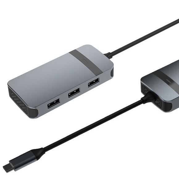5 en 1 USB de aluminio tipo C Hub con puertos múltiples 5Gbps Velocidad de transferencia de datos 3.5mm Jack de audio