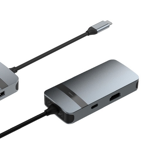 5 en 1 USB de aluminio tipo C Hub con puertos múltiples 5Gbps Velocidad de transferencia de datos 3.5mm Jack de audio