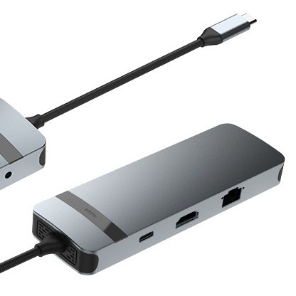 Estación de acoplamiento USB-C de 9 en 1 con 4K HDMI 100W PD USB 3.0 Lector de tarjetas de audio para MacBook