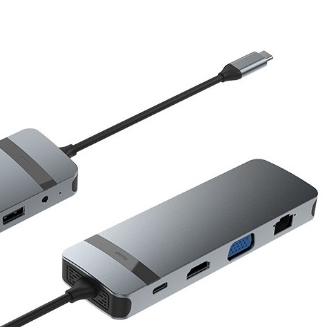 10 en 1 USB C Dock USB Hub con 4K HDMI USB C a USB Adaptador de puertos múltiples para portátil y portátil