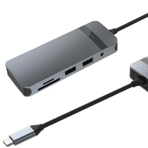 Estación de acoplamiento 8 en 1 USB C Hub Plug and Play con 4K HDMI RJ45 para computadoras portátiles mackbook