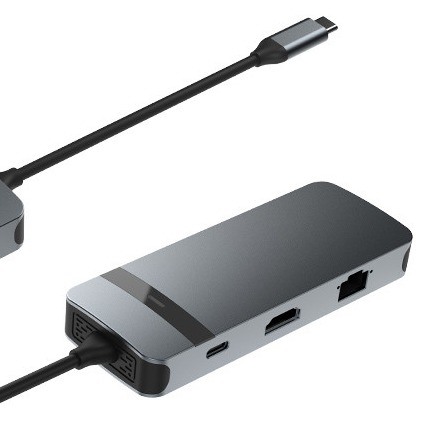 Estación de acoplamiento 8 en 1 USB C Hub Plug and Play con 4K HDMI RJ45 para computadoras portátiles mackbook