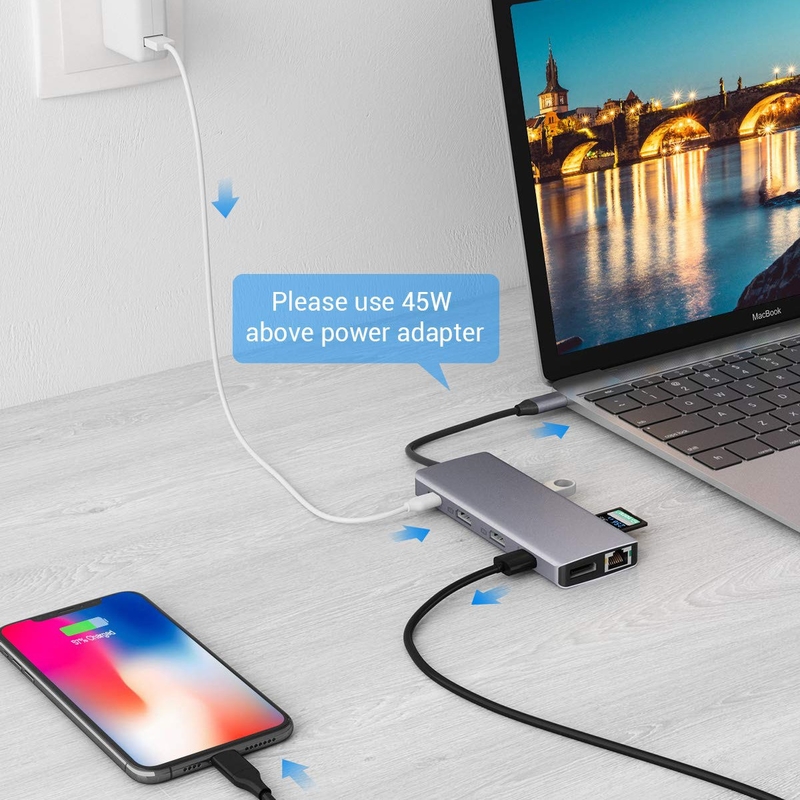 USB tipo C Hdmi USB Hub con velocidad de transferencia de 5Gbps y suministro de energía