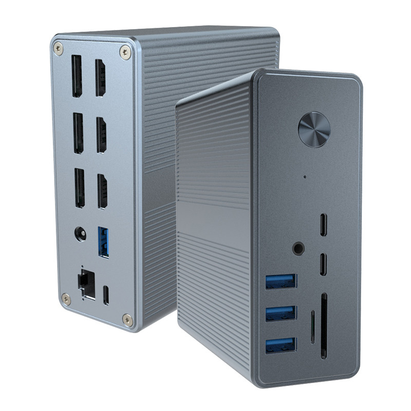 18 en 1 Thunderbolt 3 Estación de acoplamiento de doble monitor HDMI Mac para USB C Estación de acoplamiento de portátil Universal