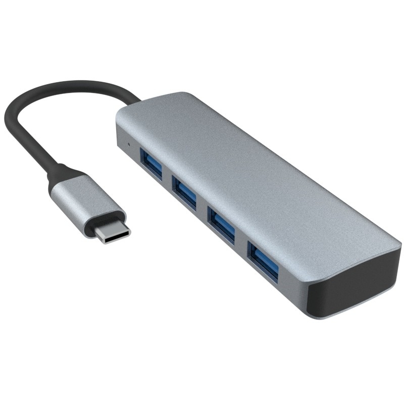 USB C a 4 puertos USB 3.0 Hub Dock de expansión USB Tipo-C a 4 USB 3.0 HUB aleación de aluminio 5G Transmisión