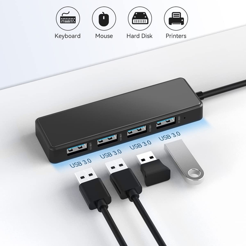 Portátil USB A Hub Tipo C Compatibilidad Hub negro gris 5Gbps Transferencia de datos Largo cable longitud fuente de alimentación