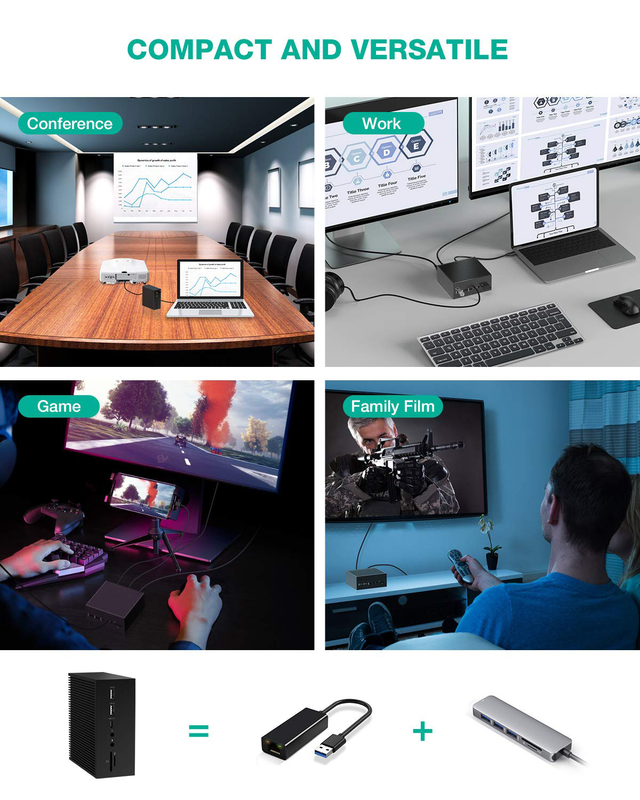 Estación de acoplamiento DisplayLink para Macbook Pro Dual monitores M1/M2 Windows 15 en 1 portátil USB C 3.0