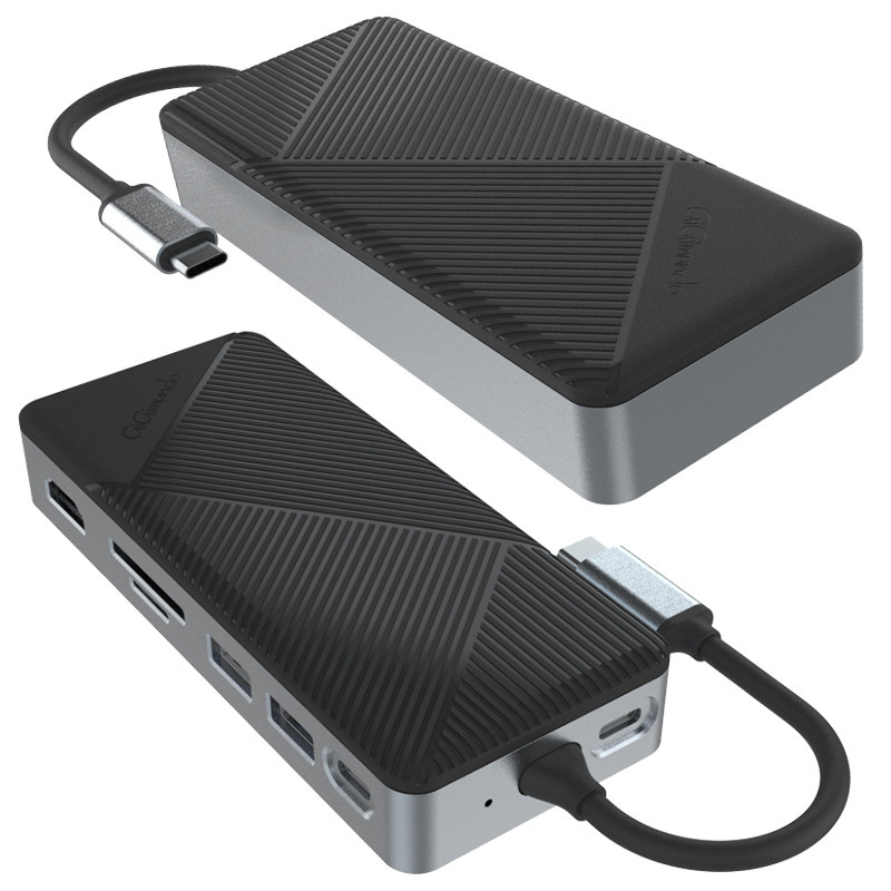 Estación de acoplamiento USB C Displaylink con 10Gbps USB 3.2 Gen2 M.2 NVMe/SATA SSD Reader