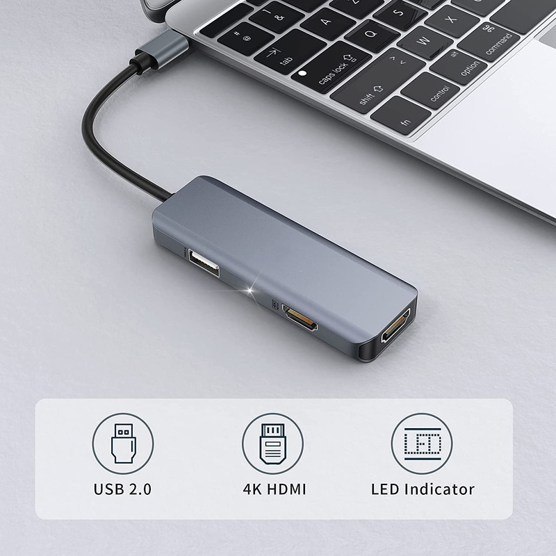 3 en 1 USB Hub Adaptador HDMI Usb C a Usb 2.0 Adaptador Slim Dock para Mac