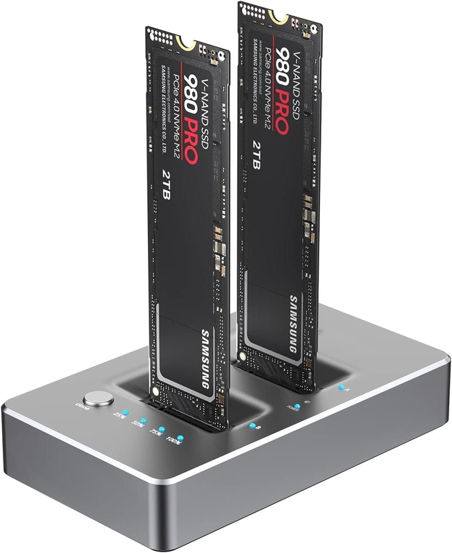 Estación de acoplamiento de clones fuera de línea Disco duro externo duplicador Dock NVMe M.2 SSD Soporte de una copia de disco del sistema de clave