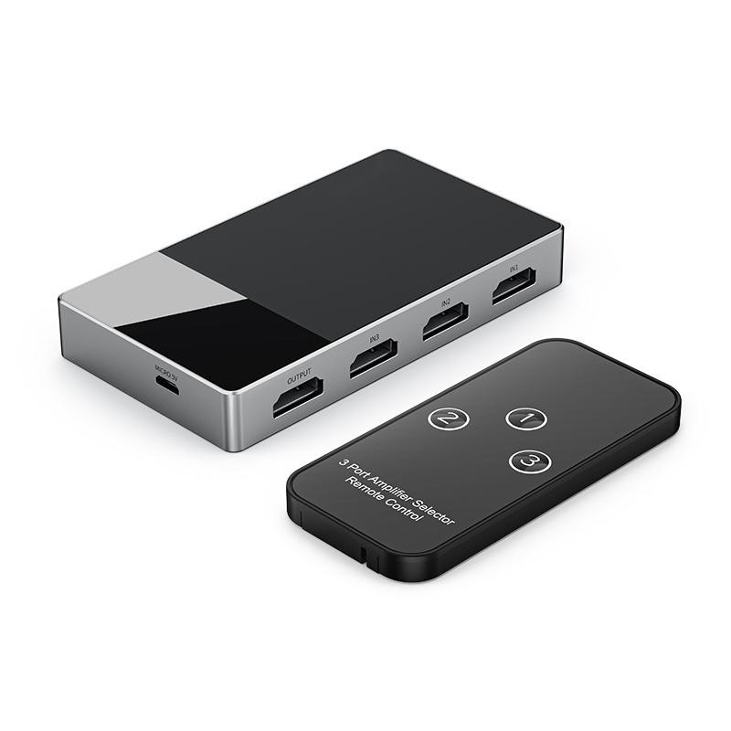 3 en 1 Out HDMI Switch Aluminio HDMI Splitter con conmutador HDMI remoto admite 4K 3D HD Monitor