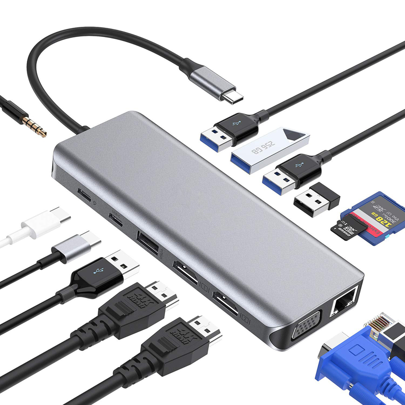 Extensión de USB 3.0 Hub Tipo A Cordón de datos masculino a femenino con USB C Hub de alimentación extra larga
