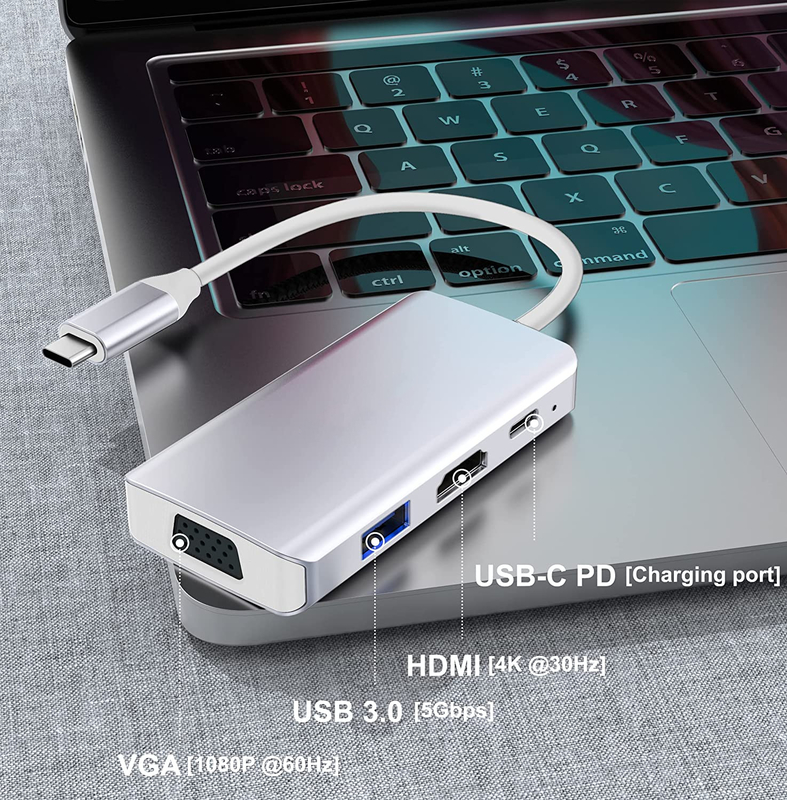 Estación de acoplamiento USB C Blanco Monitor doble para el adaptador de transferencia de datos 4K 60hz