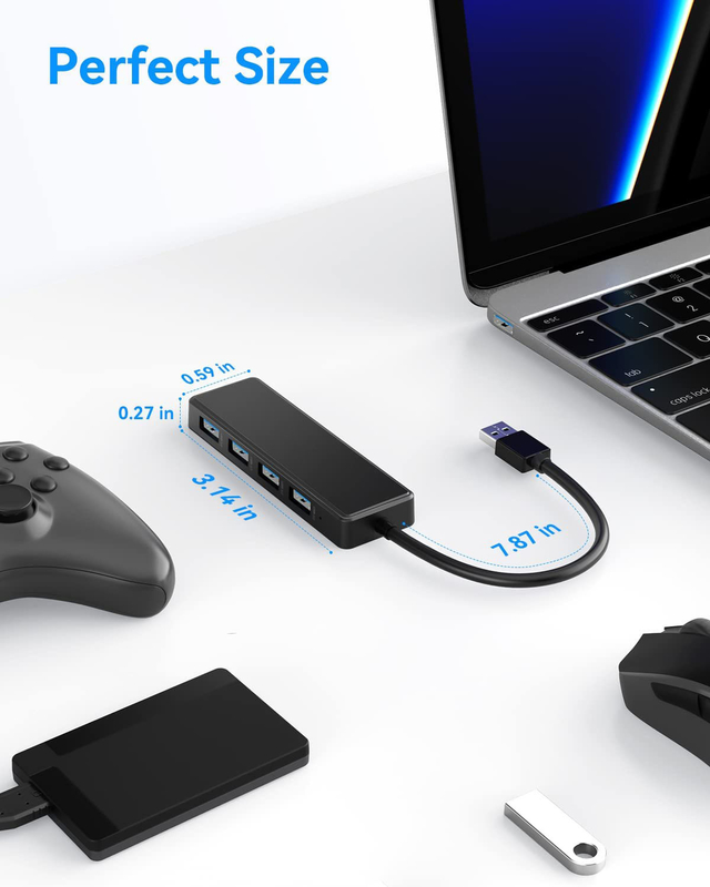 4 puertos USB C Hub Adaptador USB 3.0 Hub Ultra Slim Hub de datos portátil Transferencia de datos aplicable
