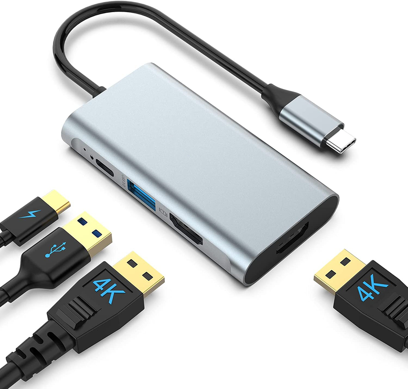 4 en 1 Adaptador USB C con puertos HDMI a USB3.0