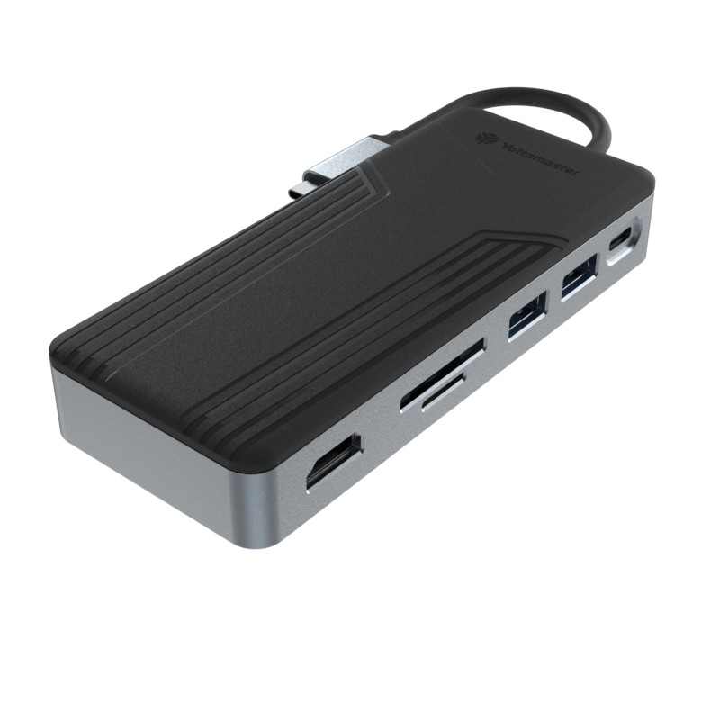 Estación de acoplamiento USB C de aluminio 9 en 1 tipo C con caja SSD multifuncional