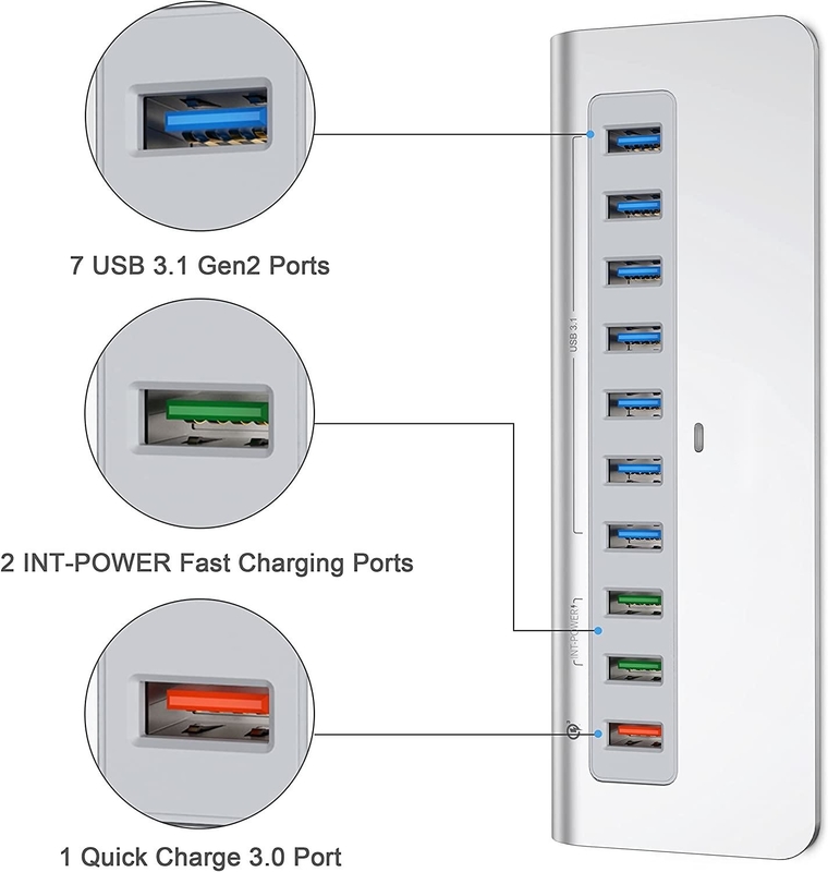 Velocidad de transferencia de datos de hasta 10/5Gbps Conector USB-C Hub con certificación CE