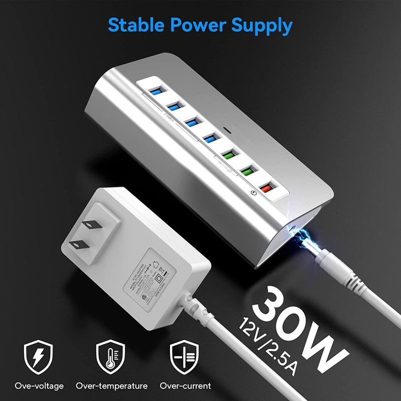 Adaptador USB C 3.2 Hub Gen 2 Adaptador USB C a USB Multiport 30W de energía para portátil