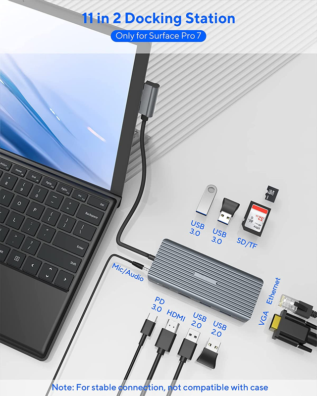 7 en 1 USB C Hub Dock Station Dual con lector de tarjetas Pro Pad Convertidor multifunción USB Hub para Mac
