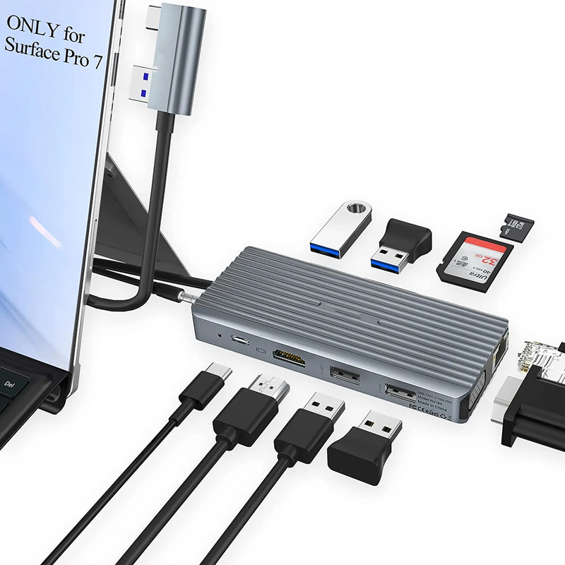 7 en 1 USB C Hub Dock Station Dual con lector de tarjetas Pro Pad Convertidor multifunción USB Hub para Mac