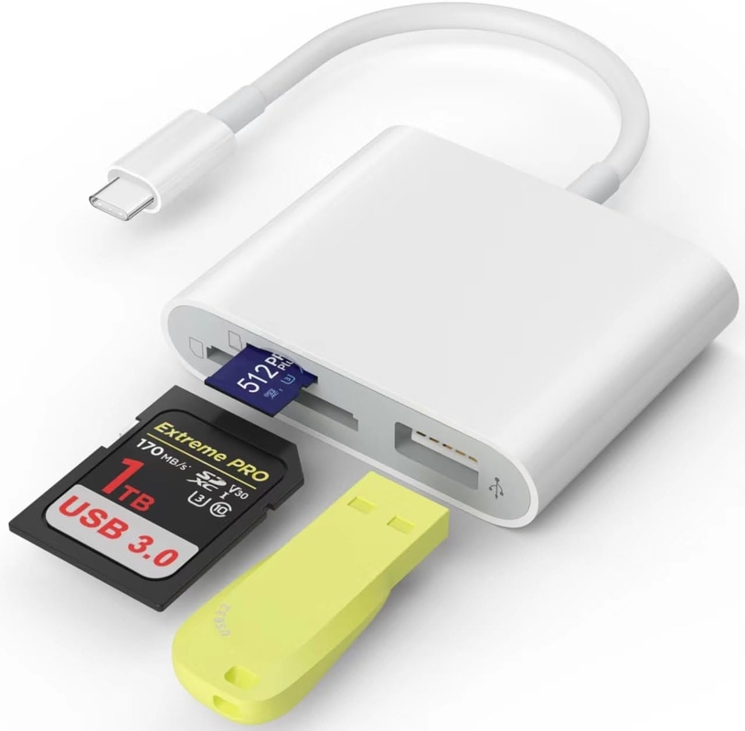 Lector de tarjetas USB 3.0 de alta velocidad a SD Micro SD Adaptador de tarjetas de memoria Lector de tarjetas de memoria iPhone 15
