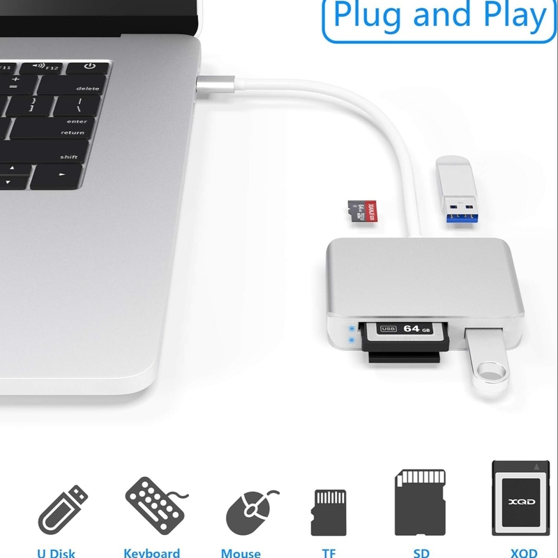 Lector de tarjetas USB 3.0 de alta velocidad a SD Micro SD Adaptador de tarjetas de memoria Lector de tarjetas de memoria iPhone 15