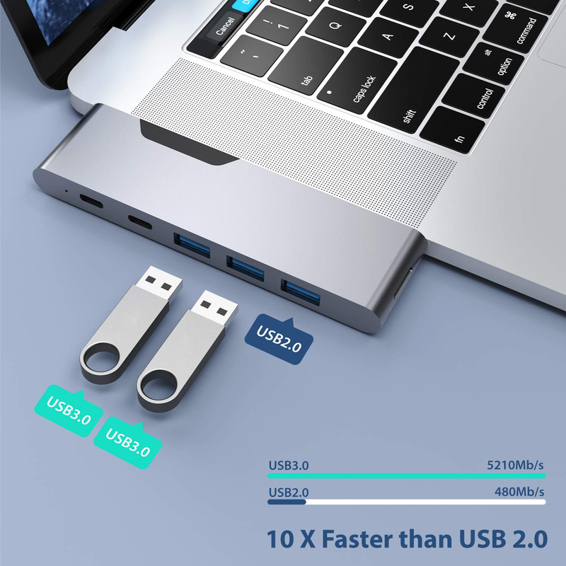 8 en 1 Estación de Dock Dual USB C Adaptador de energía Hub Lector de tarjetas Pro Pad Convertidor USB Hub para Mac