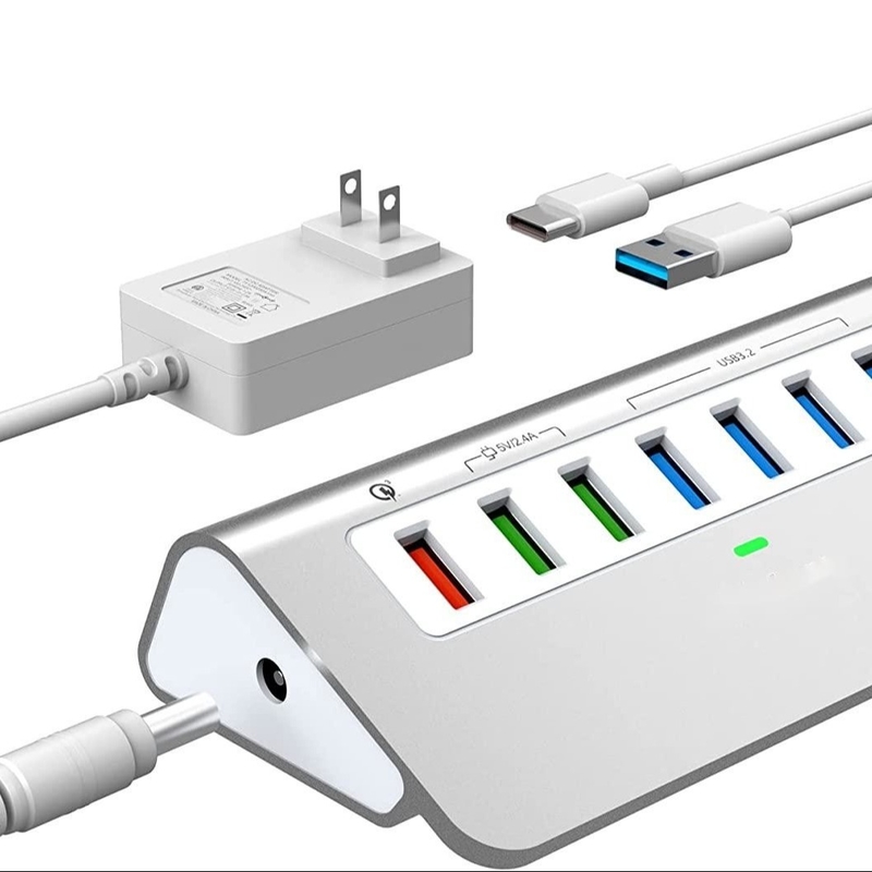 Adaptador USB tipo C a Ethernet con 14 puertos USB 1000 Mbit/s Gigabit RJ45 LAN Hub