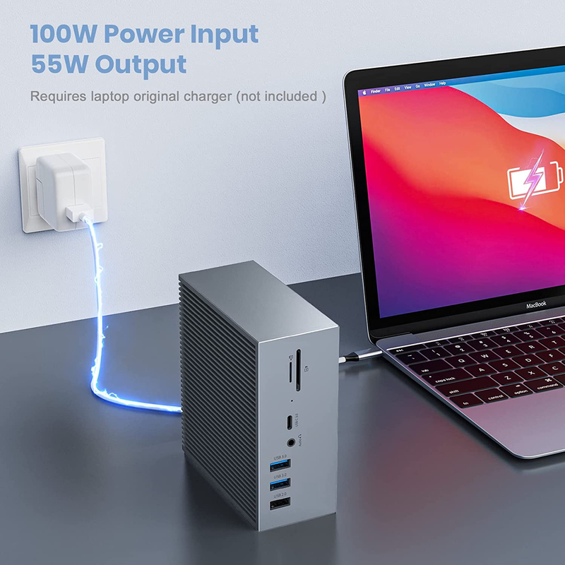 16 en 2 USB C Monitoreo doble Thunderbolt Dock Triple Display 8 Puertos USB C / A Ethernet