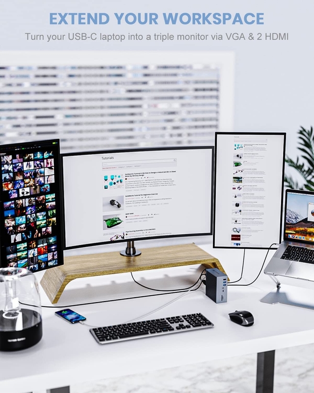 16 en 2 USB C Monitoreo doble Thunderbolt Dock Triple Display 8 Puertos USB C / A Ethernet