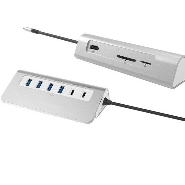10 en 1 USB C Hub HDMI USB 3.0 Lector de tarjetas SD / TF para computadoras portátiles MacBook y computadoras de escritorio