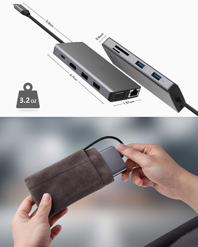 USB C Hub dual HDMI ICZI USB C Hub 11 en 1 Adaptador de puertos múltiples USB C con 2 HD 4K 30Hz 4 USB