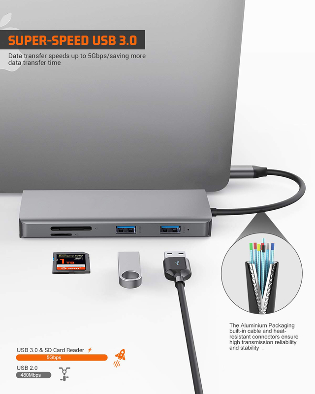 USB C Hub dual HDMI ICZI USB C Hub 11 en 1 Adaptador de puertos múltiples USB C con 2 HD 4K 30Hz 4 USB