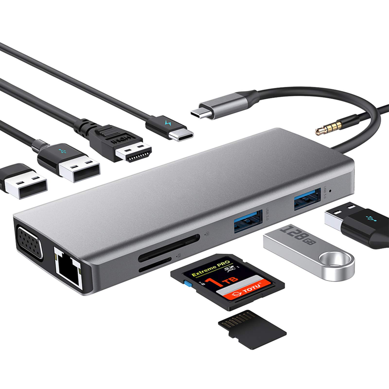 USB C Hub dual HDMI ICZI USB C Hub 11 en 1 Adaptador de puertos múltiples USB C con 2 HD 4K 30Hz 4 USB