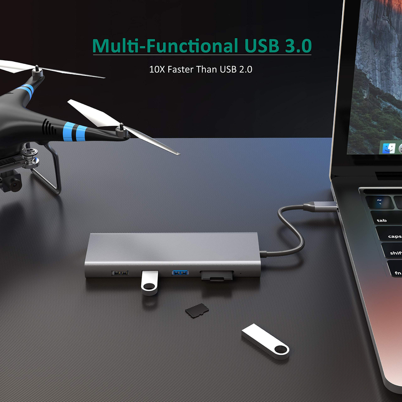 14 en 1 USB C Hub Docking Tipo C Hub USB Tipo C HDMI 2 Estación de acoplamiento de pantalla triple VGA 4K