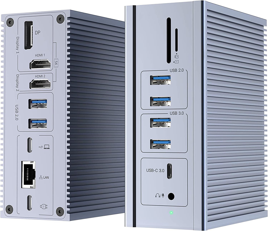 Estación de acoplamiento de portátil USB C Dual HD 4K 16-en-1 Estación de acoplamiento con soporte MST