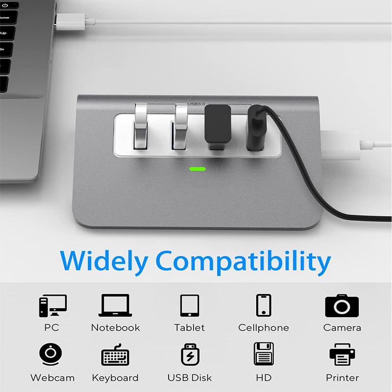 3.0 Extensor de 4 puertos USB-C Adaptador Hub USB Dock HUB Splitter USB Dispositivo universal portátil