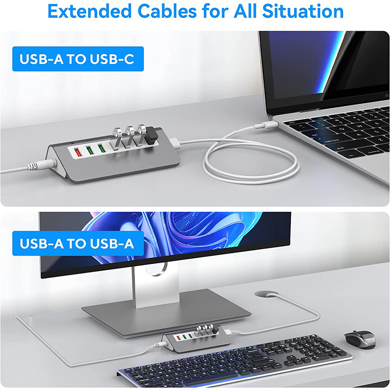 Usbc Usb A Adaptador multipuerto AUSB Hub 7-1 5Gbps 8 en 1 Hub tipo C USB2.0-3.0 portátil Macbook