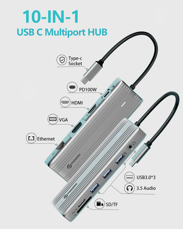 USB C Hub con HDMI 4K y USB 3.0 de alta velocidad Compatible con Windows Mac
