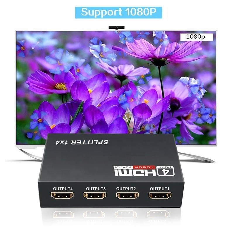 Convertidor profesional de HDMI 1x4 Full HD 3D 1080P 4 puertos para TV mujer-mujer